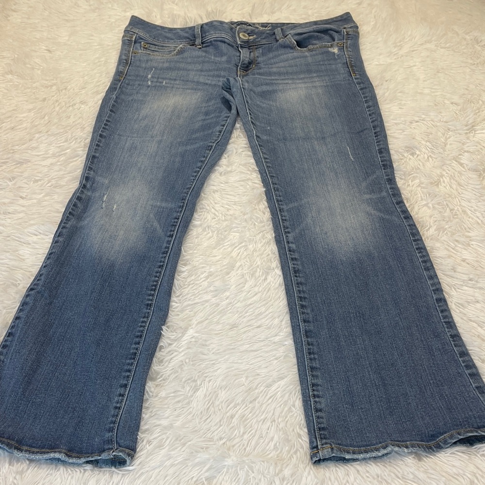 American Eagle Outfitters STRETCH Light Blue Slim Boot Jeans WOMENS SIZE 14